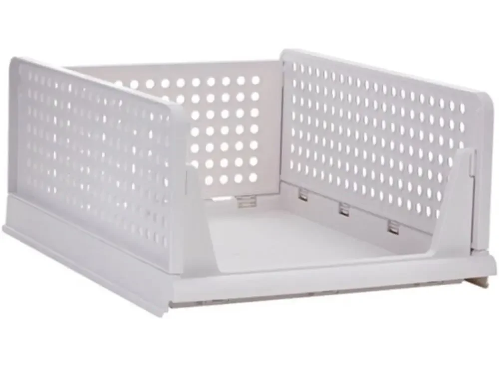 Stackable Plastic Storage Basket Foldable Closet Organizer Drawer Wardrobe Bins